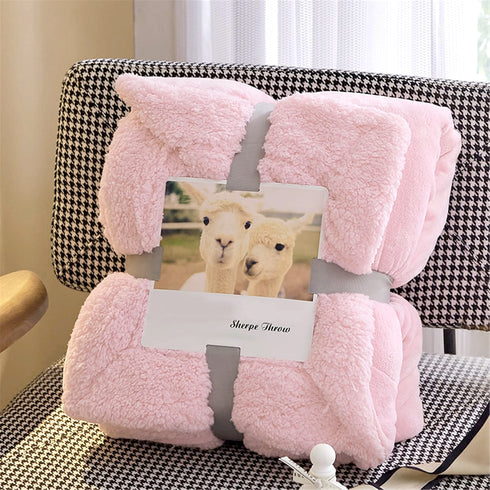 Florida Sherpa Flannel Blanket For All Season Warm and Super Soft For Double Bed 300 GSM - Pink
