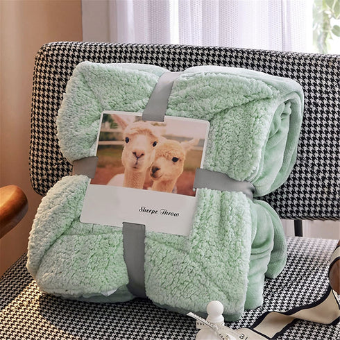 Florida Sherpa Flannel Blanket For All Season Warm and Super Soft For Double Bed 300 GSM - Green