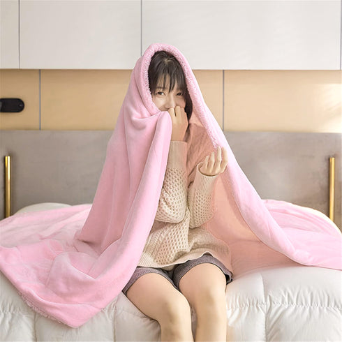 Florida Sherpa Flannel Blanket For All Season Warm and Super Soft For Double Bed 300 GSM - Pink