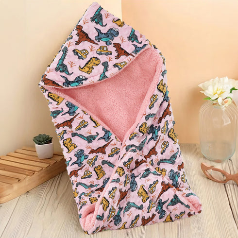 Florida All Season Hooded Baby Blanket Swaddler Wrapper Flannel Soft and Comfortable for New Born Baby Girls and Boys - Baby Pink