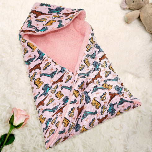 Florida All Season Hooded Baby Blanket Swaddler Wrapper Flannel Soft and Comfortable for New Born Baby Girls and Boys - Baby Pink