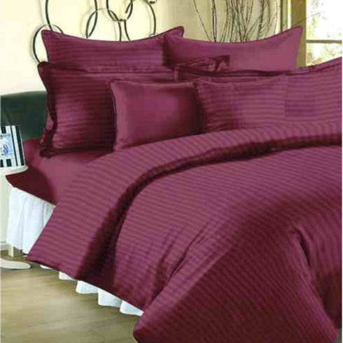 Plum Fitted 100% Cotton King Size Bedsheet Set with Pillow Covers by Florida