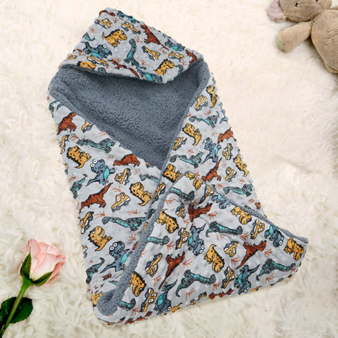 Florida All Season Hooded Baby Blanket Swaddler Wrapper Flannel Soft and Comfortable for New Born Baby Girls and Boys - Grey