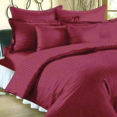 Plum Fitted 100% Cotton King Size Bedsheet Set with Pillow Covers by Florida