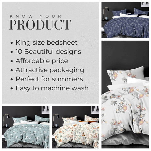 Adorn King Size Bed Sheet Set with 2 Pillow Covers by Florida