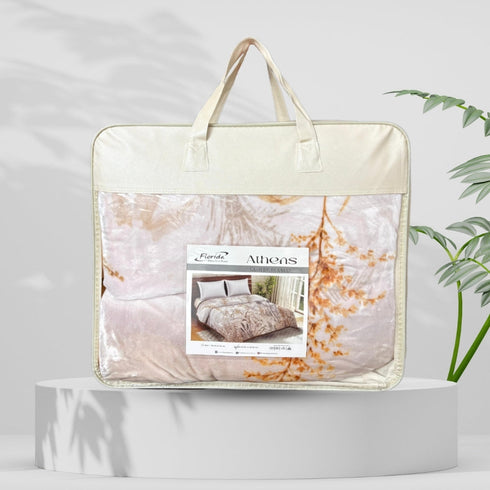 Athens Two Ply Digital Printed Cloudy Mink Single Bed Blanket for Heavy Winter