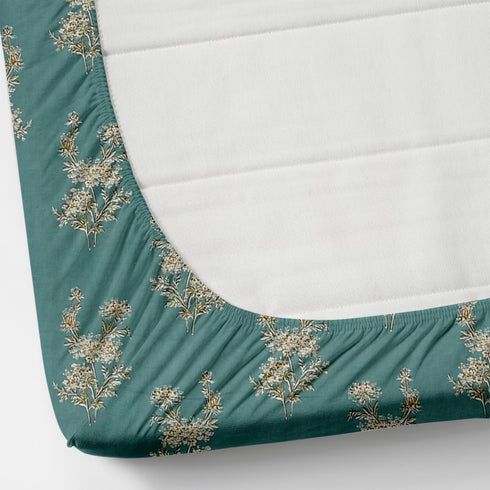 Florida Double Bed King Size Cotton Bedsheet with 2 Pillow Cover - Blue