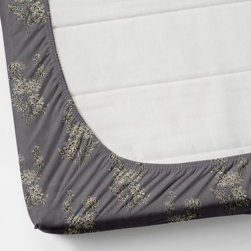 Florida Double Bed King Size Cotton Bedsheet with 2 Pillow Cover - Dark Grey