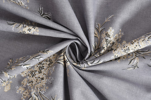 Florida Double Bed King Size Cotton Bedsheet with 2 Pillow Cover - Dark Grey