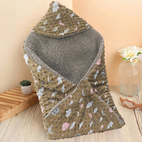 Florida All Season Hooded Baby Blanket Swaddler Wrapper Flannel Soft and Comfortable for New Born Baby Girls and Boys - Brown
