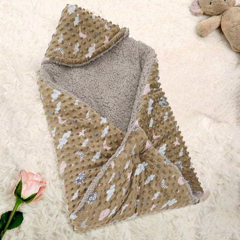 Florida All Season Hooded Baby Blanket Swaddler Wrapper Flannel Soft and Comfortable for New Born Baby Girls and Boys - Brown