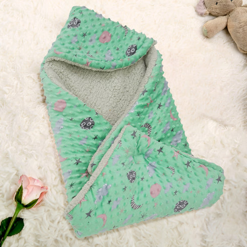 Florida All Season Hooded Baby Blanket Swaddler Wrapper Flannel Soft and Comfortable for New Born Baby Girls and Boys - Sea Green