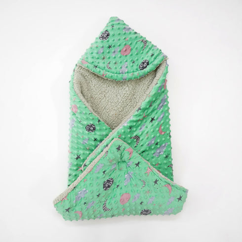 Florida All Season Hooded Baby Blanket Swaddler Wrapper Flannel Soft and Comfortable for New Born Baby Girls and Boys - Sea Green