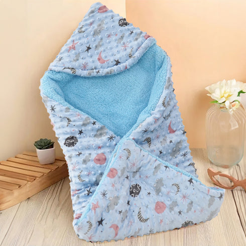 Florida All Season Hooded Baby Blanket Swaddler Wrapper Flannel Soft and Comfortable for New Born Baby Girls and Boys - Sky Blue