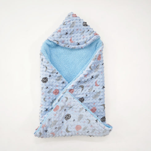 Florida All Season Hooded Baby Blanket Swaddler Wrapper Flannel Soft and Comfortable for New Born Baby Girls and Boys - Sky Blue