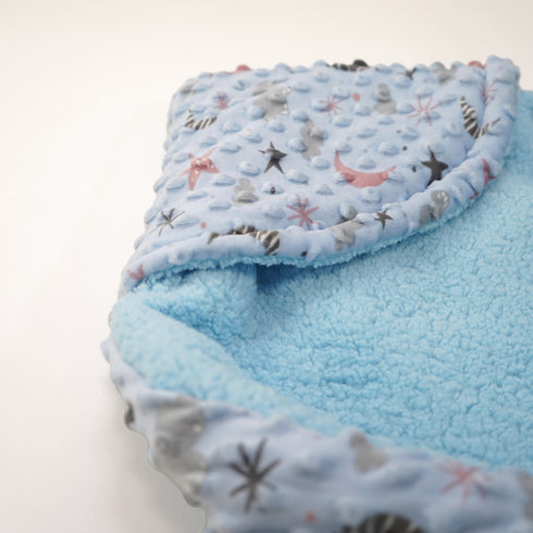Florida All Season Hooded Baby Blanket Swaddler Wrapper Flannel Soft and Comfortable for New Born Baby Girls and Boys - Sky Blue