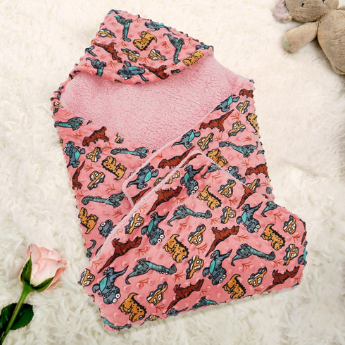 Florida All Season Hooded Baby Blanket Swaddler Wrapper Flannel Soft and Comfortable for New Born Baby Girls and Boys - Warm Rose