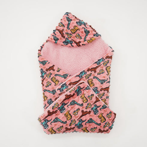 Florida All Season Hooded Baby Blanket Swaddler Wrapper Flannel Soft and Comfortable for New Born Baby Girls and Boys - Warm Rose