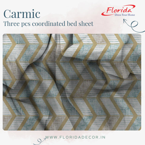 Carmic King Size 100% Cotton Bedsheet with Pillow Covers by Florida