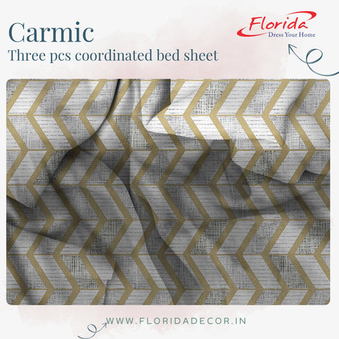 Carmic King Size 100% Cotton Bedsheet with Pillow Covers by Florida