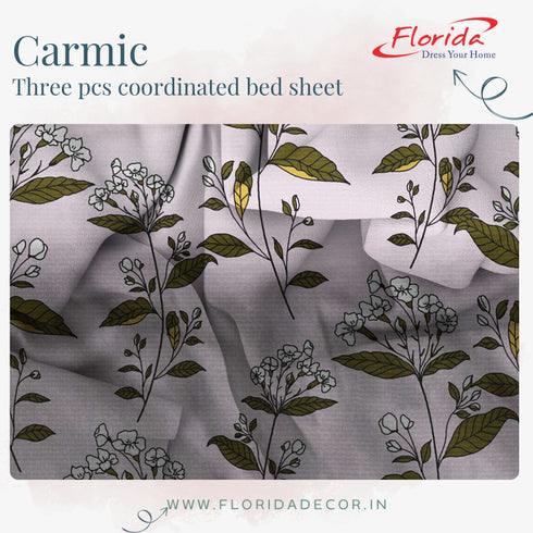 Carmic King Size 100% Cotton Bedsheet with Pillow Covers by Florida