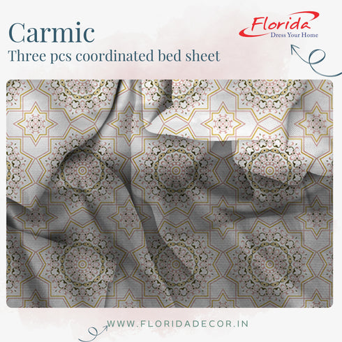 Carmic King Size 100% Cotton Bedsheet with Pillow Covers by Florida