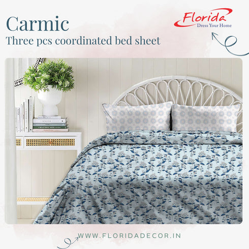 Carmic King Size 100% Cotton Bedsheet with Pillow Covers by Florida