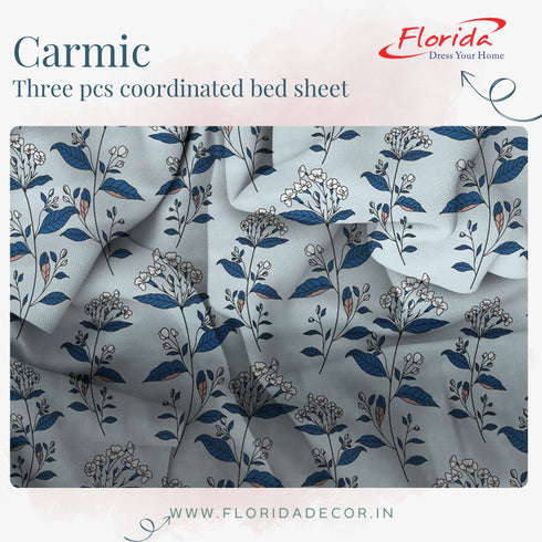 Carmic King Size 100% Cotton Bedsheet with Pillow Covers by Florida