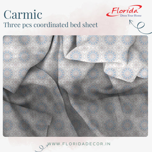 Carmic King Size 100% Cotton Bedsheet with Pillow Covers by Florida