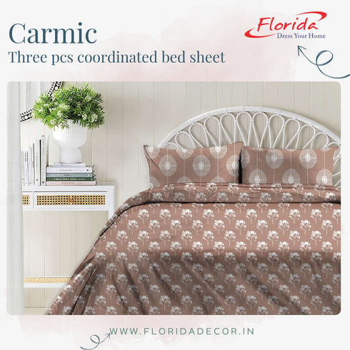 Carmic King Size 100% Cotton Bedsheet with Pillow Covers by Florida