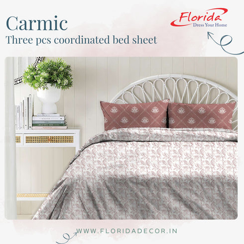 Carmic King Size 100% Cotton Bedsheet with Pillow Covers by Florida
