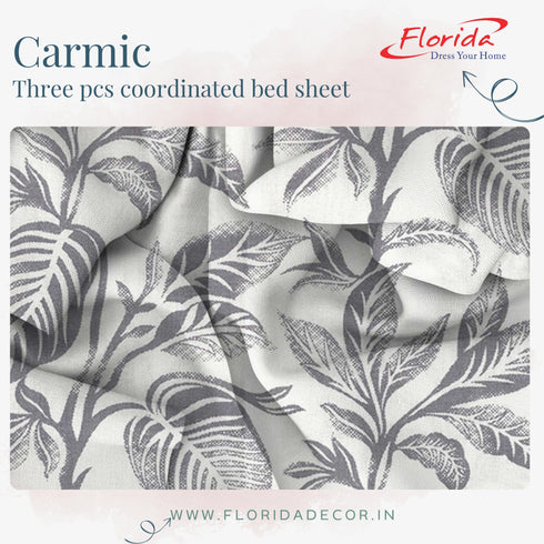 Carmic King Size 100% Cotton Bedsheet with Pillow Covers by Florida