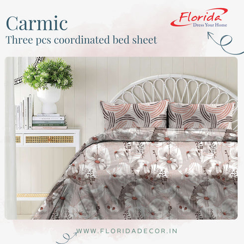 Carmic King Size 100% Cotton Bedsheet with Pillow Covers by Florida