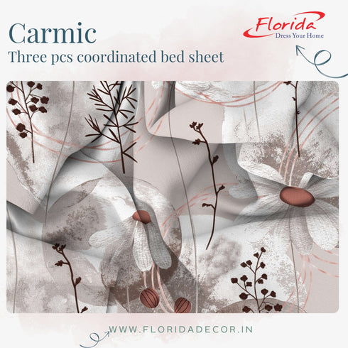 Carmic King Size 100% Cotton Bedsheet with Pillow Covers by Florida