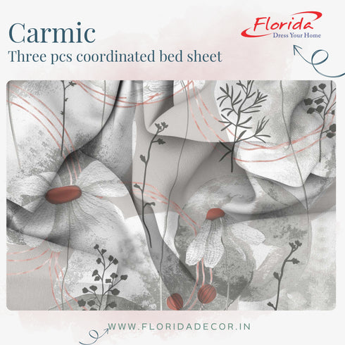 Carmic King Size 100% Cotton Bedsheet with Pillow Covers by Florida