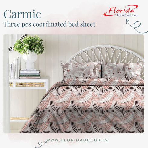 Carmic King Size 100% Cotton Bedsheet with Pillow Covers by Florida