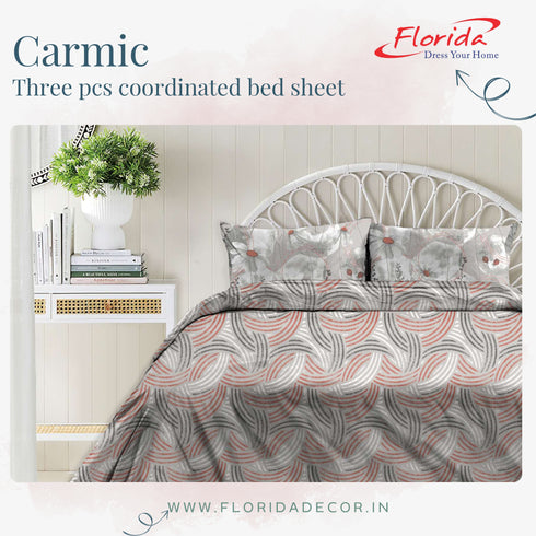 Carmic King Size 100% Cotton Bedsheet with Pillow Covers by Florida