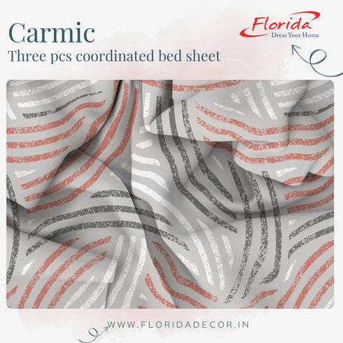 Carmic King Size 100% Cotton Bedsheet with Pillow Covers by Florida