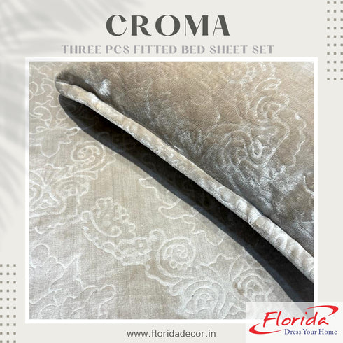 Croma King Size Embossed Fitted Bedsheet Set