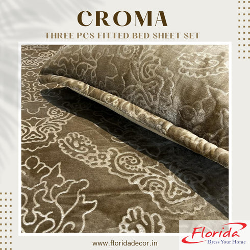 Croma King Size Embossed Fitted Bedsheet Set