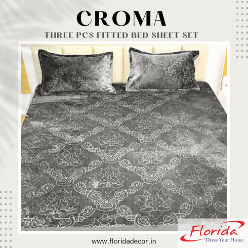 Croma King Size Embossed Fitted Bedsheet Set
