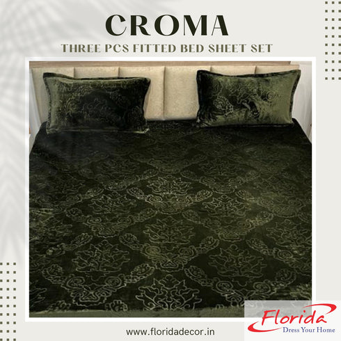 Croma King Size Embossed Fitted Bedsheet Set