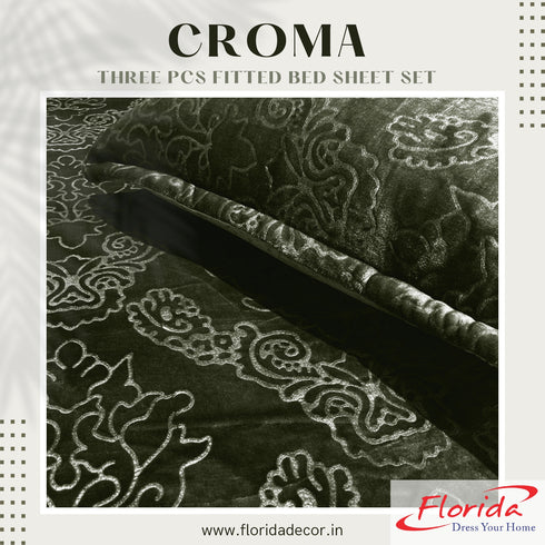 Croma King Size Embossed Fitted Bedsheet Set