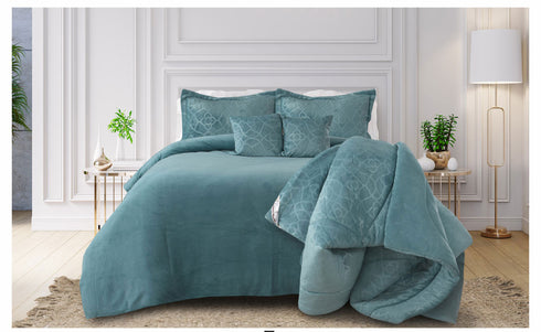 DulceVida Derby (Quilt/Rajai) Comforter Set with 1 Double Quilt, 1 Winter Bedsheet, 2 Cushions with Fillers and 2 Pillow Covers for Double Bed for Heavy Winter