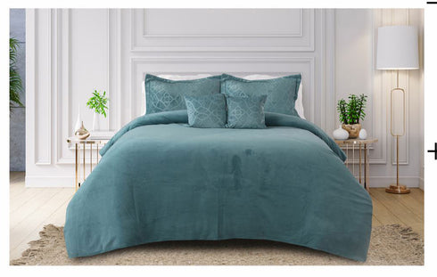 DulceVida Derby (Quilt/Rajai) Comforter Set with 1 Double Quilt, 1 Winter Bedsheet, 2 Cushions with Fillers and 2 Pillow Covers for Double Bed for Heavy Winter