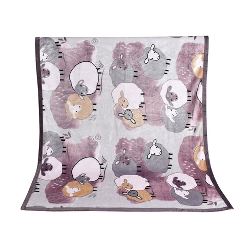 Florida All Season Ultra Soft Kids AC Blanket/Baby Wrapper/Flannel Baby Blanket for 0-5 Yrs Kids Sheep Printed Grey Color (110x150cm)