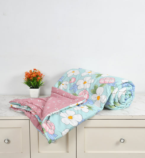 Olive 180 GSM Reversible AC Comforter for Double Bed by Florida (Blue)