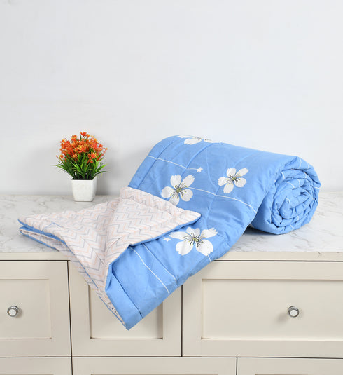 Rose 180 GSM Reversible AC Comforter for Double Bed by Florida (Sky Blue)