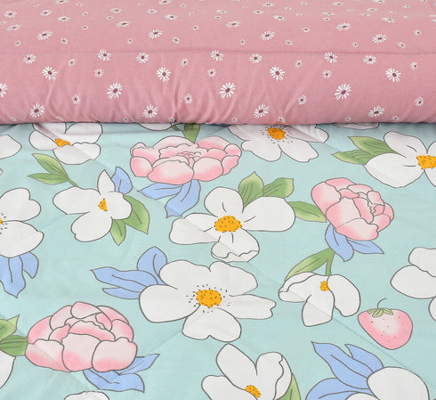 Olive 180 GSM Reversible AC Comforter for Double Bed by Florida (Blue)