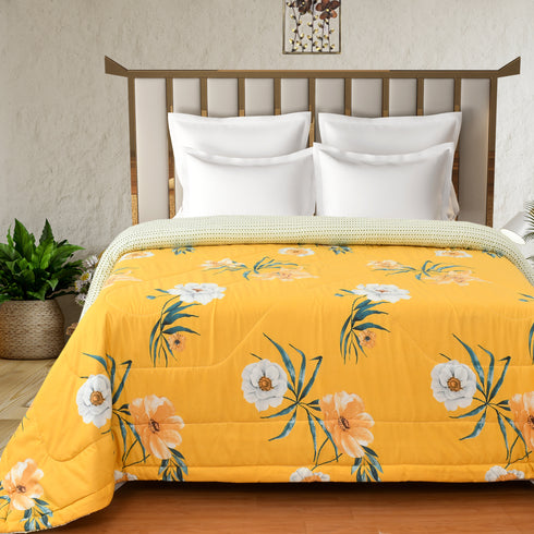 Rose 180 GSM Reversible AC Comforter for Double Bed by Florida (Mustard)